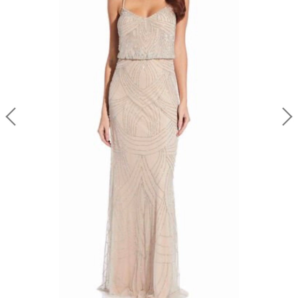 Adrianna Papell Beaded Nude Gown